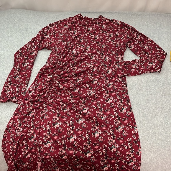 Dual Nature Midi Floral Dress XL Stretchy Mock Maternity Comfortable Fitted - Picture 13 of 13